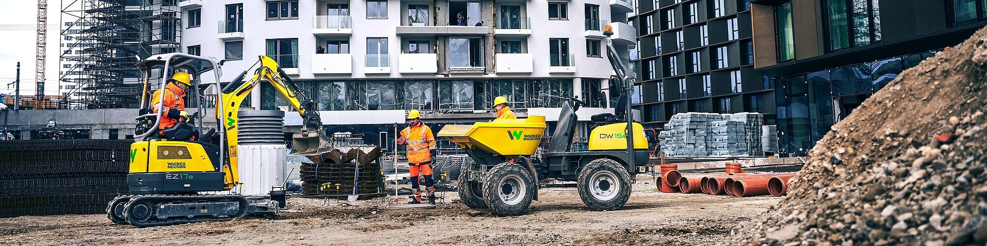electric construction machines in action